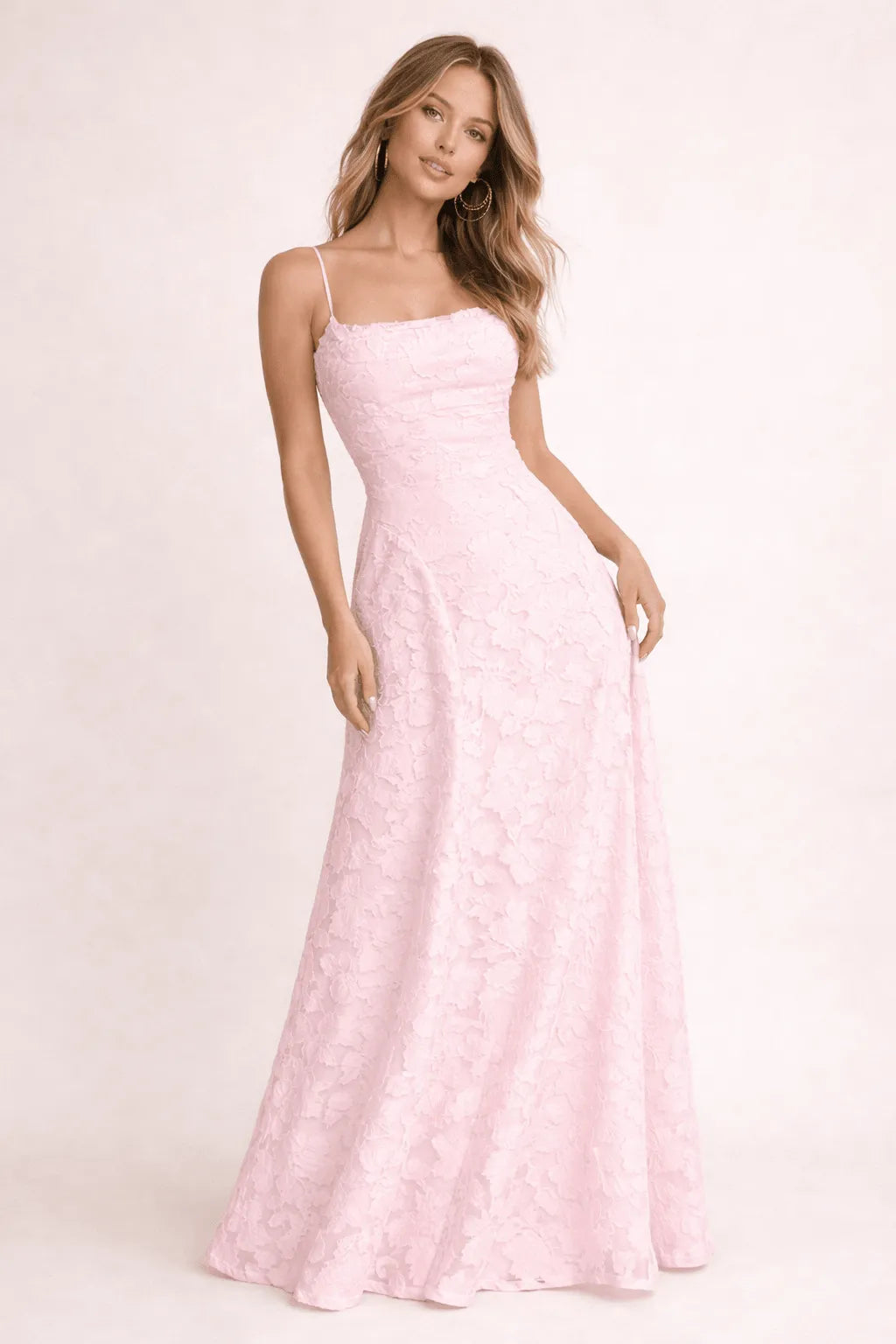 Miss | Jurk Dames Maxi Elegant Bloemenstructuur - Polyester - Wit