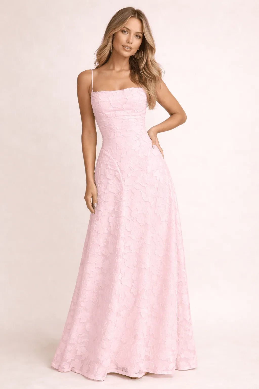 Miss | Jurk Dames Maxi Elegant Bloemenstructuur - Polyester - Roze