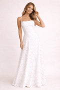 Miss | Jurk Dames Maxi Elegant Bloemenstructuur - Polyester - Wit