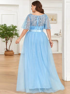 Miss | Jurk Dames Maxi Korte Mouw Pailletten - Tule - Miss Madera MIS-4BC2EC