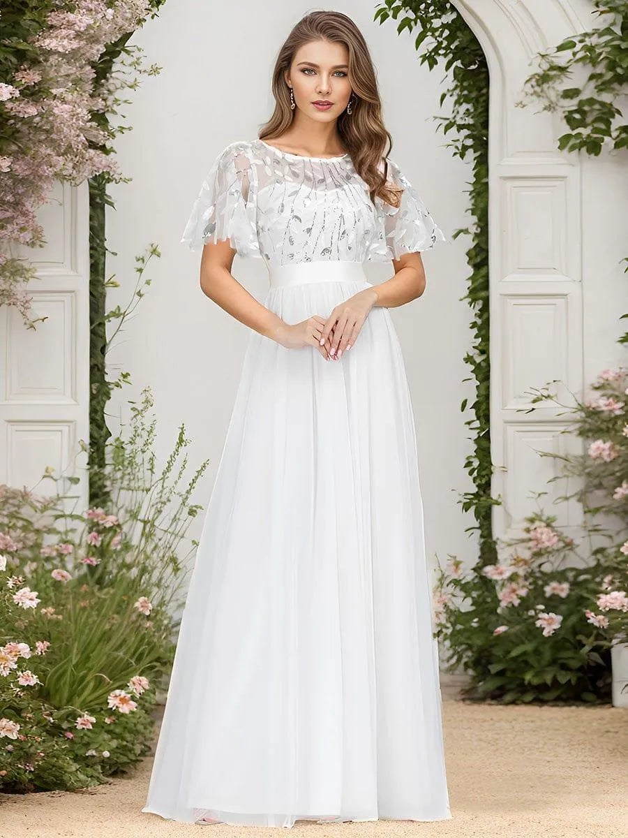 Miss | Jurk Dames Maxi Korte Mouw Pailletten - Tule - Miss Madera MIS-228CD8