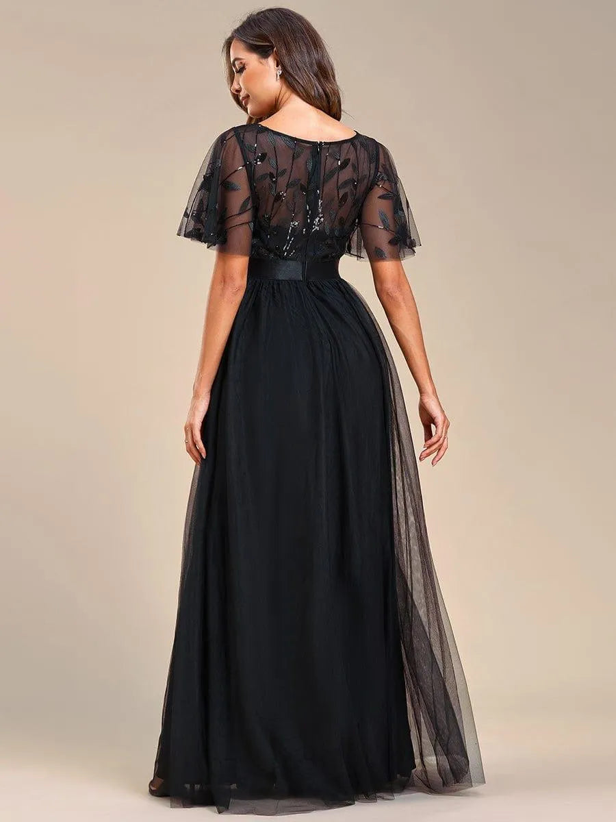 Miss | Jurk Dames Maxi Korte Mouw Pailletten - Tule - Miss Madera MIS-7FF928