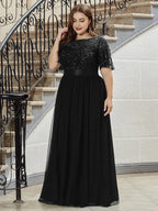 Miss | Jurk Dames Maxi Korte Mouw Pailletten - Tule - Miss Madera MIS-7FF928