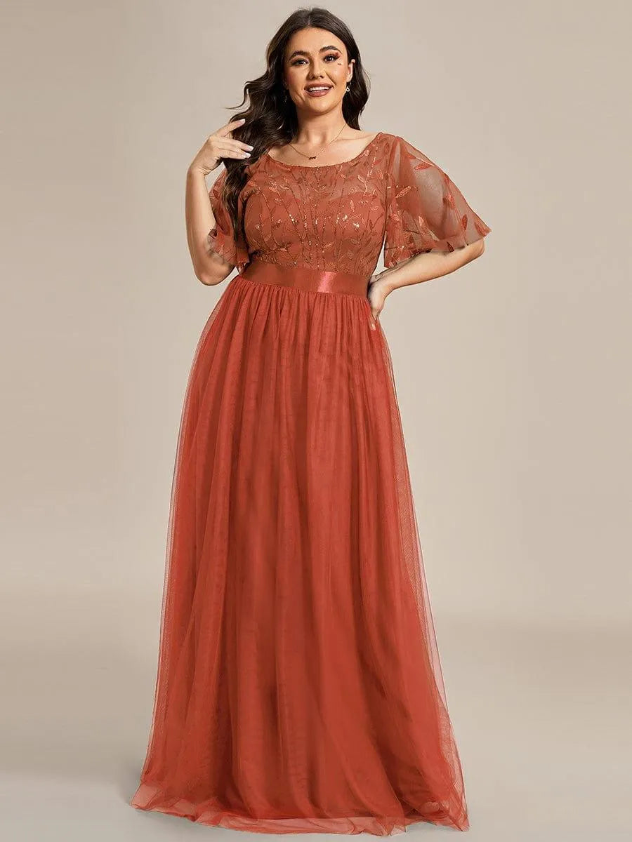 Miss | Jurk Dames Maxi Korte Mouw Pailletten - Tule - Miss Madera MIS-DE8E7E
