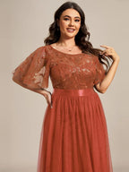 Miss | Jurk Dames Maxi Korte Mouw Pailletten - Tule - Miss Madera MIS-DE8E7E