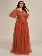 Miss | Jurk Dames Maxi Korte Mouw Pailletten - Tule - Miss Madera MIS-DE8E7E