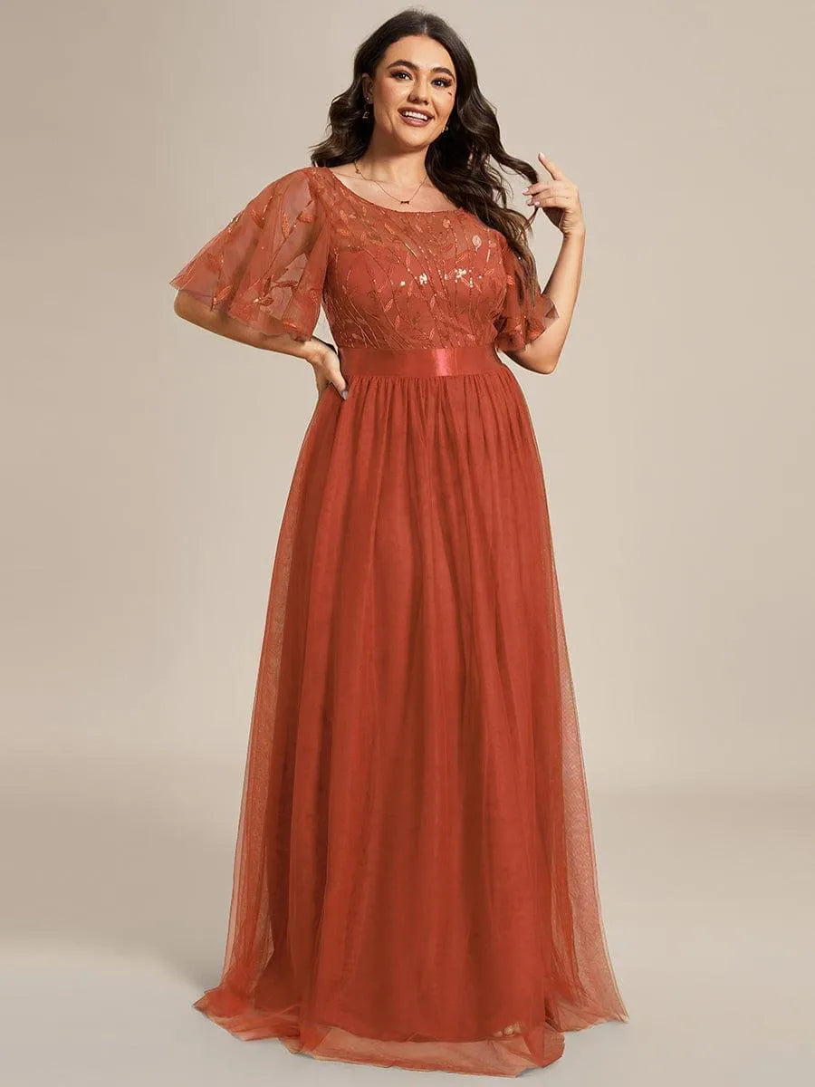 Miss | Jurk Dames Maxi Korte Mouw Pailletten - Tule - Miss Madera MIS-DE8E7E