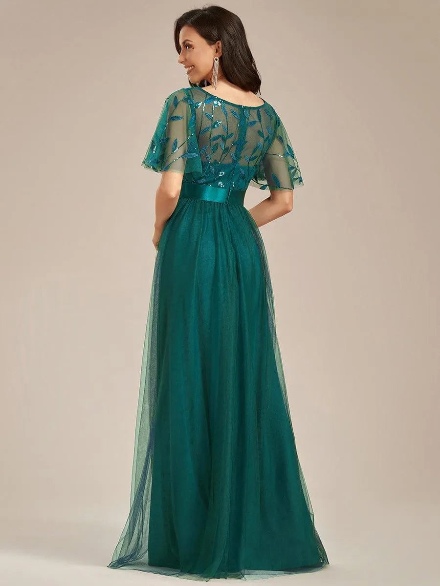 Miss | Jurk Dames Maxi Korte Mouw Pailletten - Tule - Miss Madera MIS-84D071