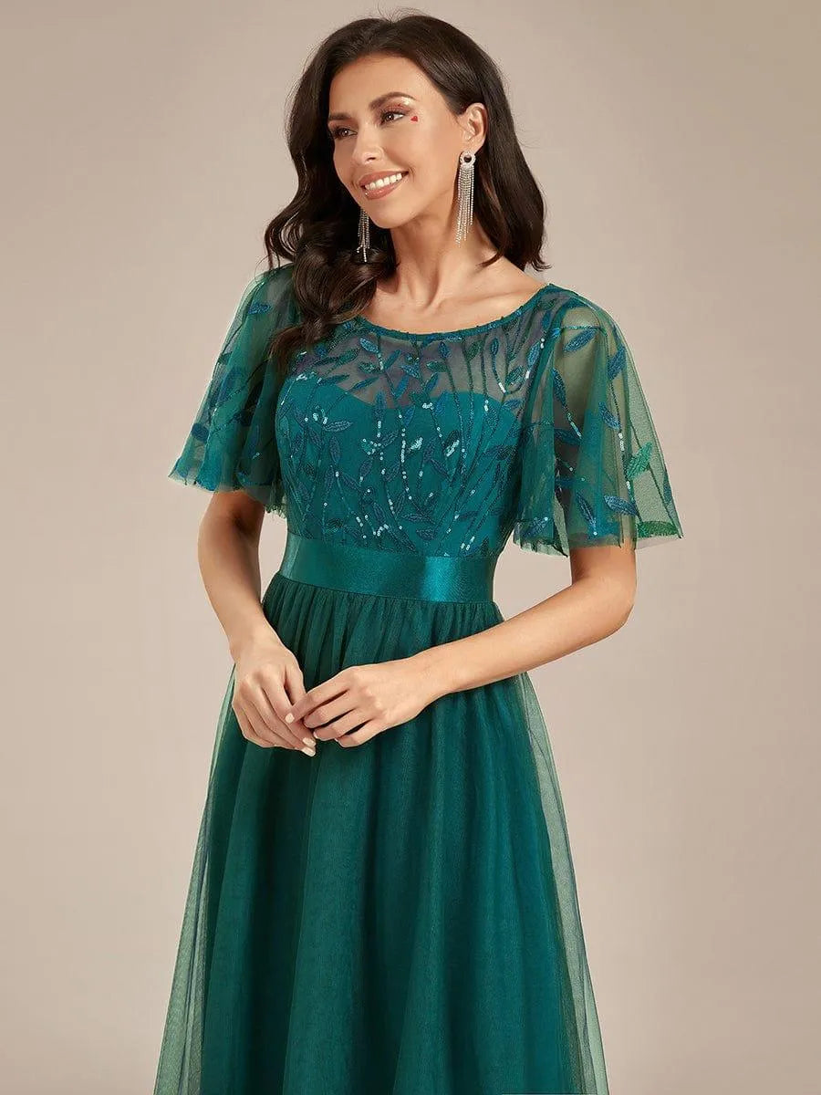 Miss | Jurk Dames Maxi Korte Mouw Pailletten - Tule - Miss Madera MIS-84D071
