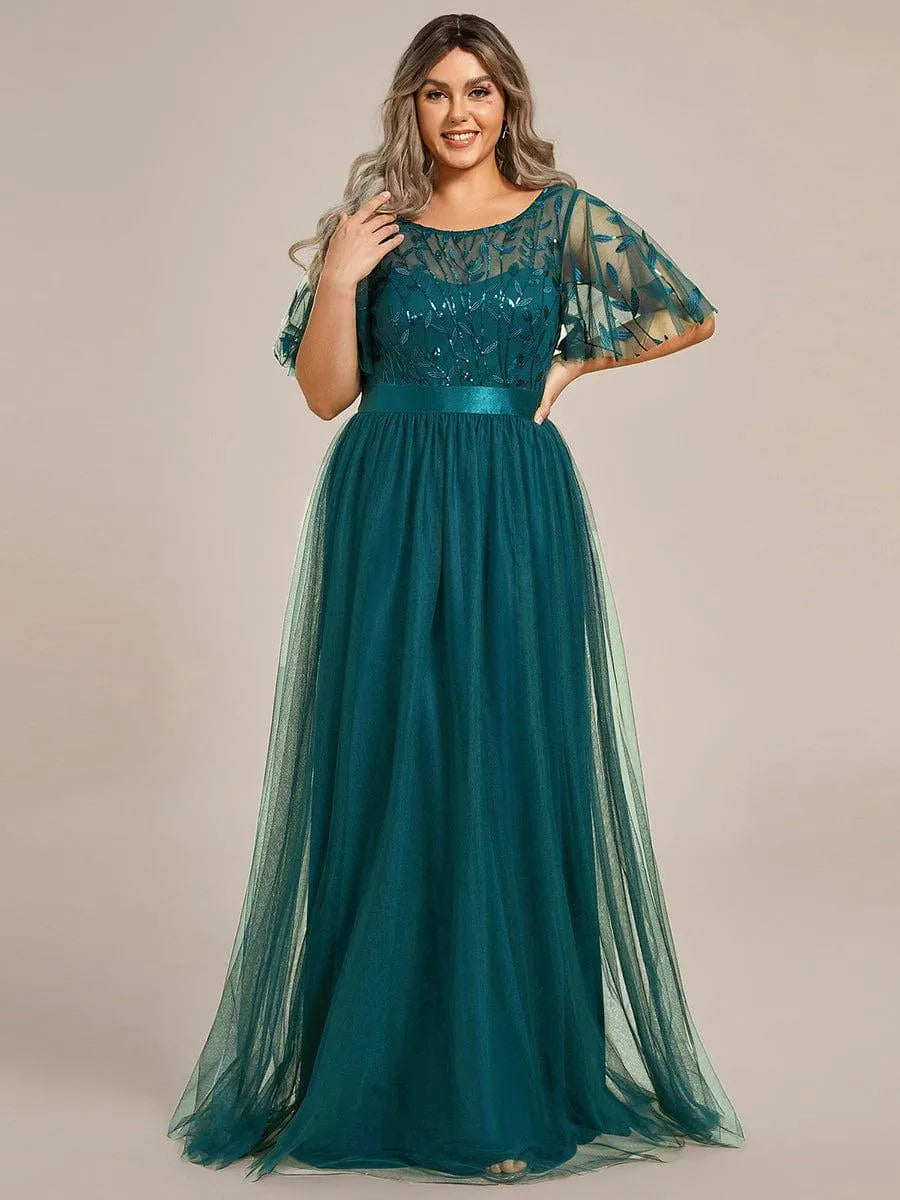 Miss | Jurk Dames Maxi Korte Mouw Pailletten - Tule - Miss Madera MIS-84D071