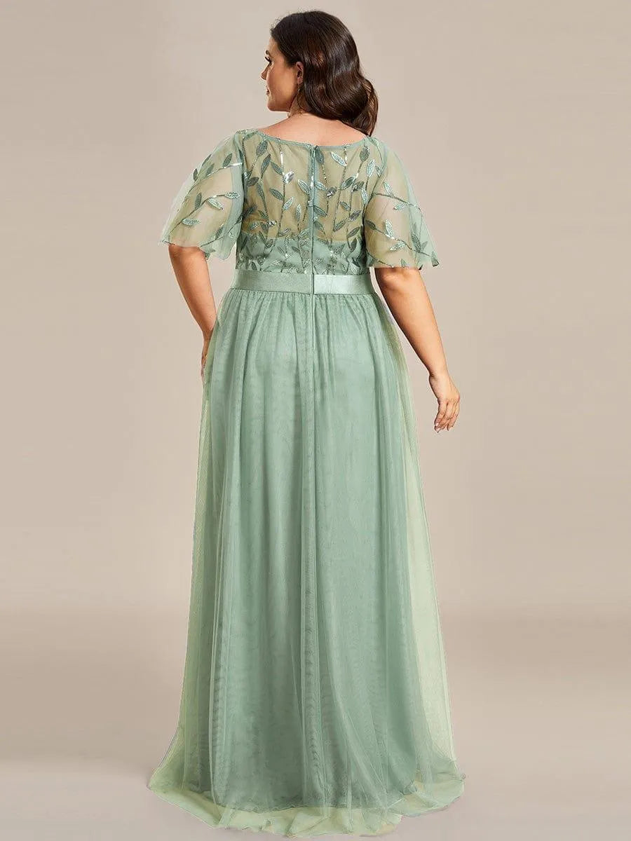 Miss | Jurk Dames Maxi Korte Mouw Pailletten - Tule - Miss Madera MIS-84D071
