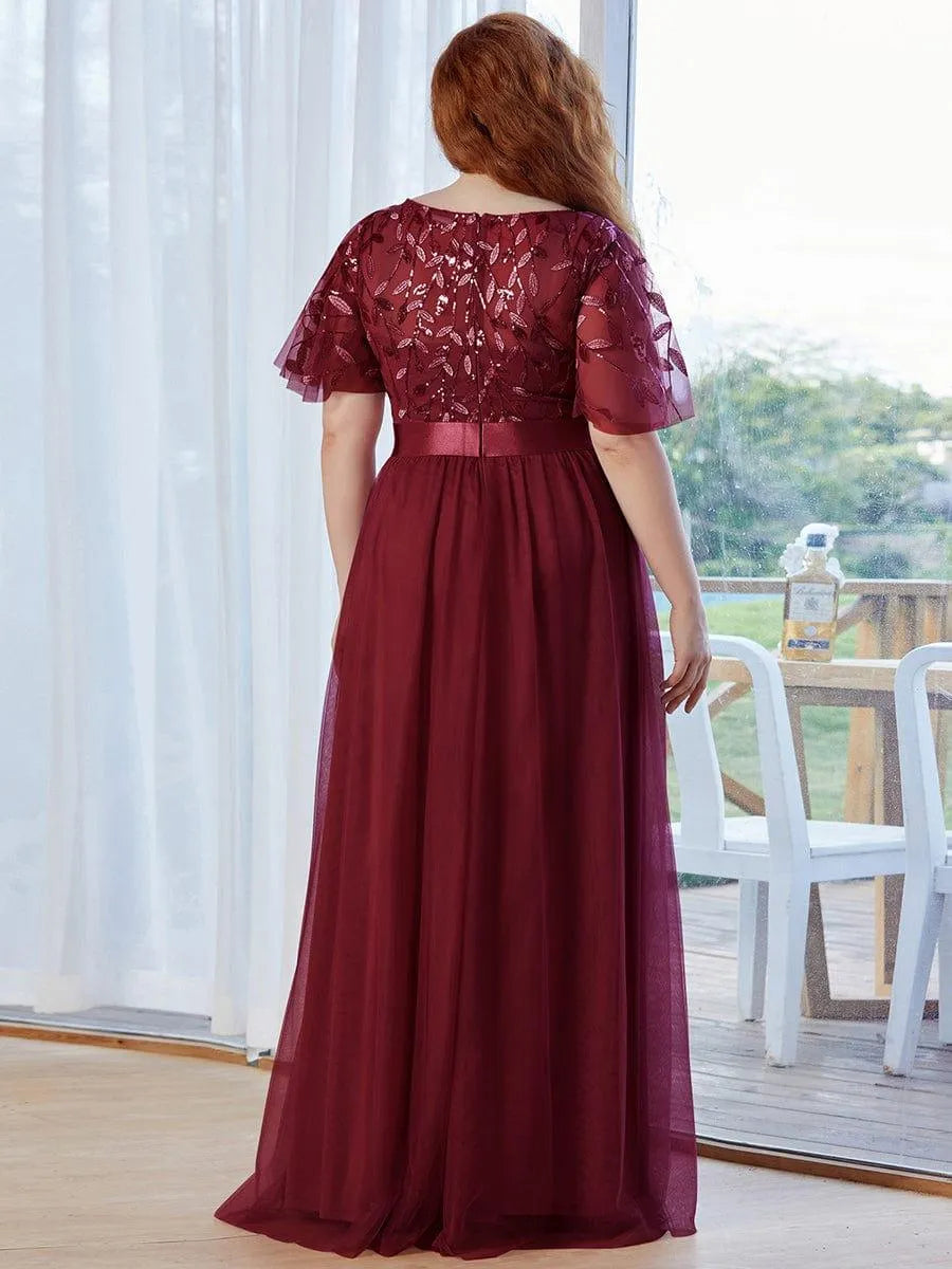 Miss | Jurk Dames Maxi Korte Mouw Pailletten - Tule - Miss Madera MIS-2DD2EE