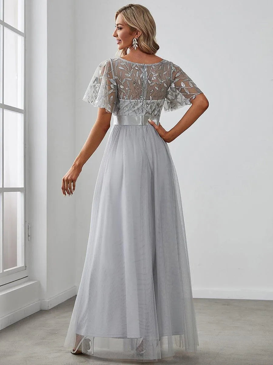 Miss | Jurk Dames Maxi Korte Mouw Pailletten - Tule - Miss Madera MIS-C15D79
