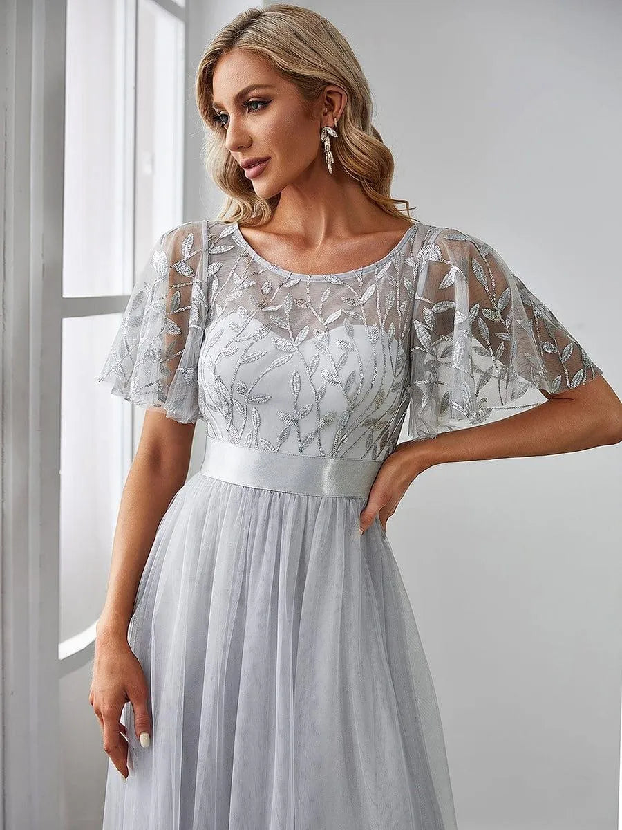 Miss | Jurk Dames Maxi Korte Mouw Pailletten - Tule - Miss Madera MIS-C15D79