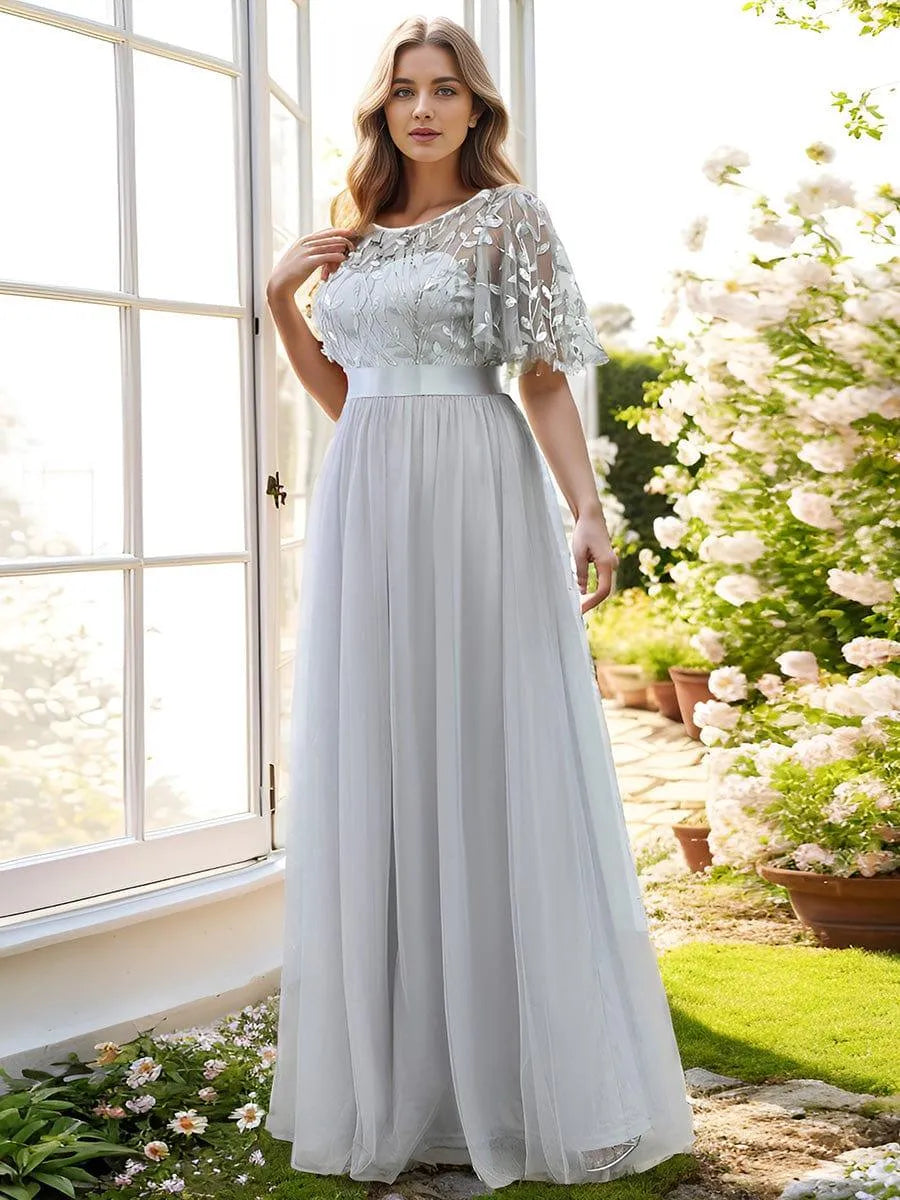 Miss | Jurk Dames Maxi Korte Mouw Pailletten - Tule - Miss Madera MIS-C15D79