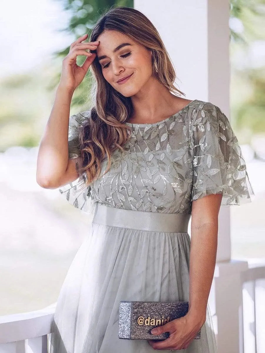 Miss | Jurk Dames Maxi Korte Mouw Pailletten - Tule - Miss Madera MIS-C15D79