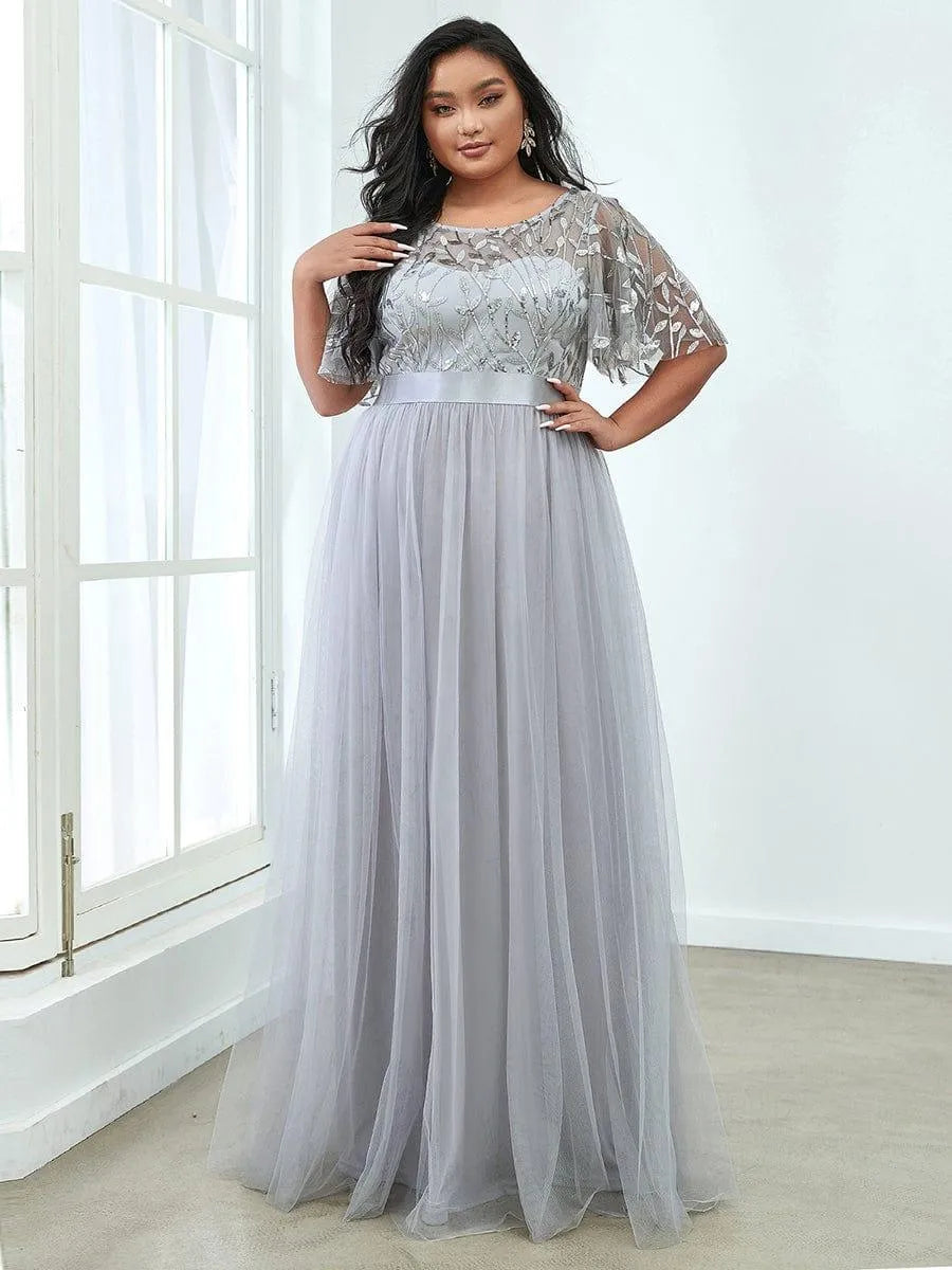 Miss | Jurk Dames Maxi Korte Mouw Pailletten - Tule - Miss Madera MIS-C15D79