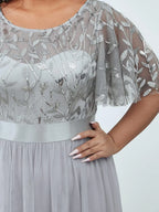 Miss | Jurk Dames Maxi Korte Mouw Pailletten - Tule - Miss Madera MIS-C15D79