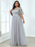 Miss | Jurk Dames Maxi Korte Mouw Pailletten - Tule - Miss Madera MIS-C15D79