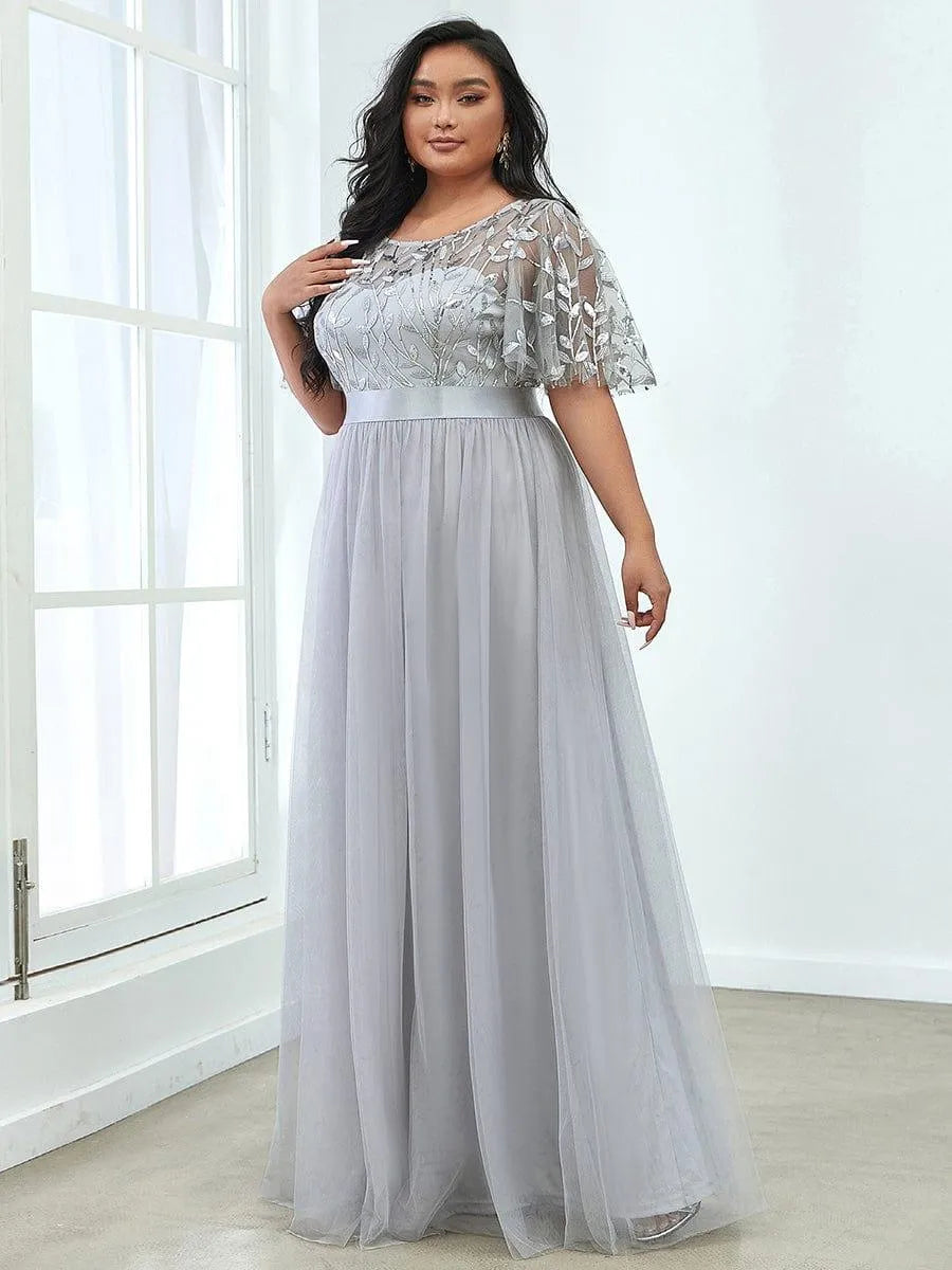 Miss | Jurk Dames Maxi Korte Mouw Pailletten - Tule - Miss Madera MIS-C15D79