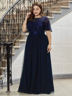 Miss | Jurk Dames Maxi Korte Mouw Pailletten - Tule - Miss Madera MIS-D71ACC