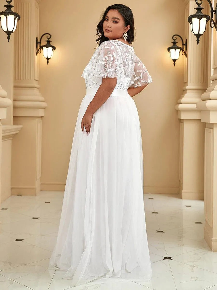 Miss | Jurk Dames Maxi Korte Mouw Pailletten - Tule - Miss Madera MIS-D71ACC