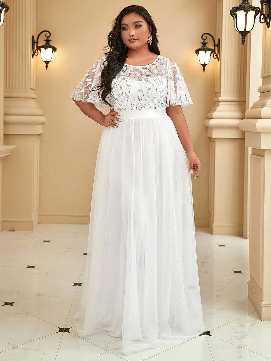 Miss | Jurk Dames Maxi Korte Mouw Pailletten - Tule - Miss Madera MIS-D71ACC