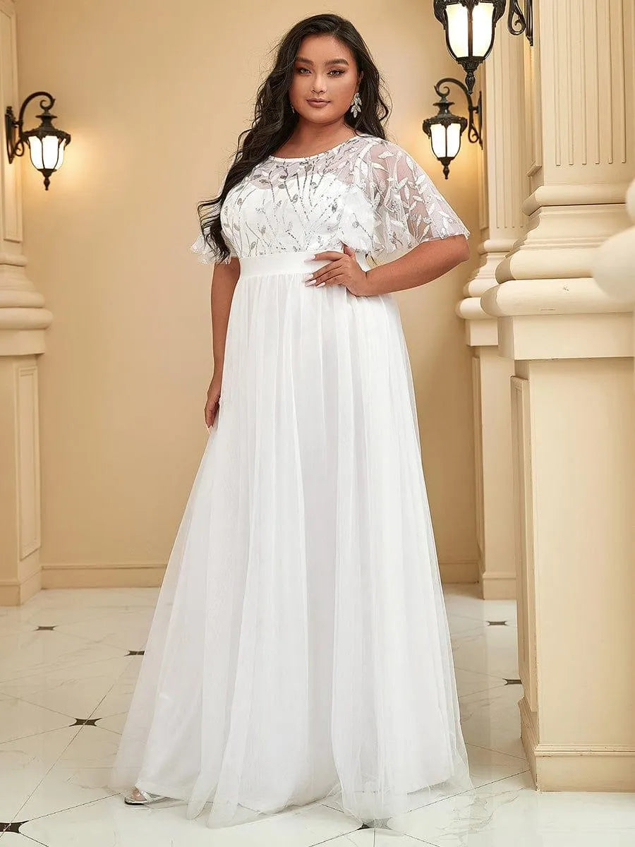 Miss | Jurk Dames Maxi Korte Mouw Pailletten - Tule - Miss Madera MIS-D71ACC