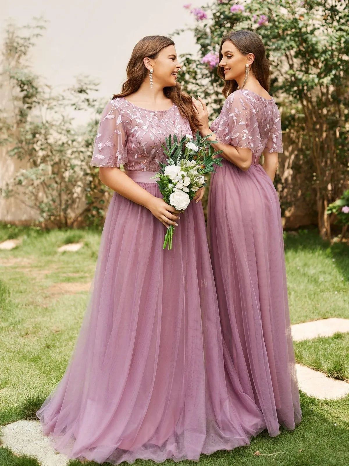 Miss | Jurk Dames Maxi Korte Mouw Pailletten - Tule - Miss Madera MIS-30B2F3