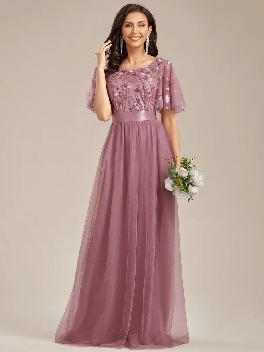 Miss | Jurk Dames Maxi Korte Mouw Pailletten - Tule - Miss Madera MIS-C66955