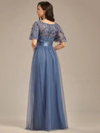 Miss | Jurk Dames Maxi Korte Mouw Pailletten - Tule - Miss Madera MIS-C66955