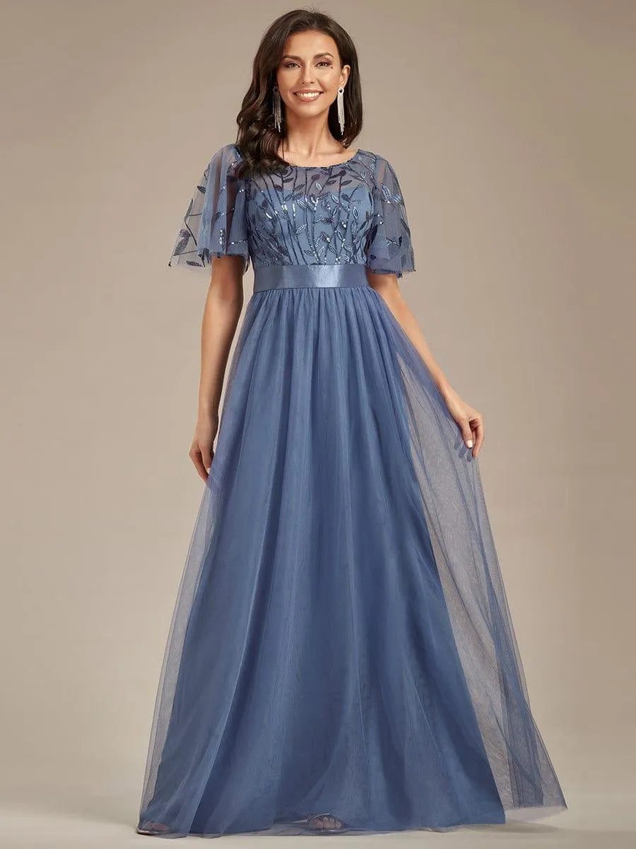 Miss | Jurk Dames Maxi Korte Mouw Pailletten - Tule - Miss Madera MIS-C66955