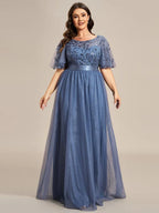 Miss | Jurk Dames Maxi Korte Mouw Pailletten - Tule - Miss Madera MIS-C66955