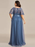 Miss | Jurk Dames Maxi Korte Mouw Pailletten - Tule - Miss Madera MIS-C66955