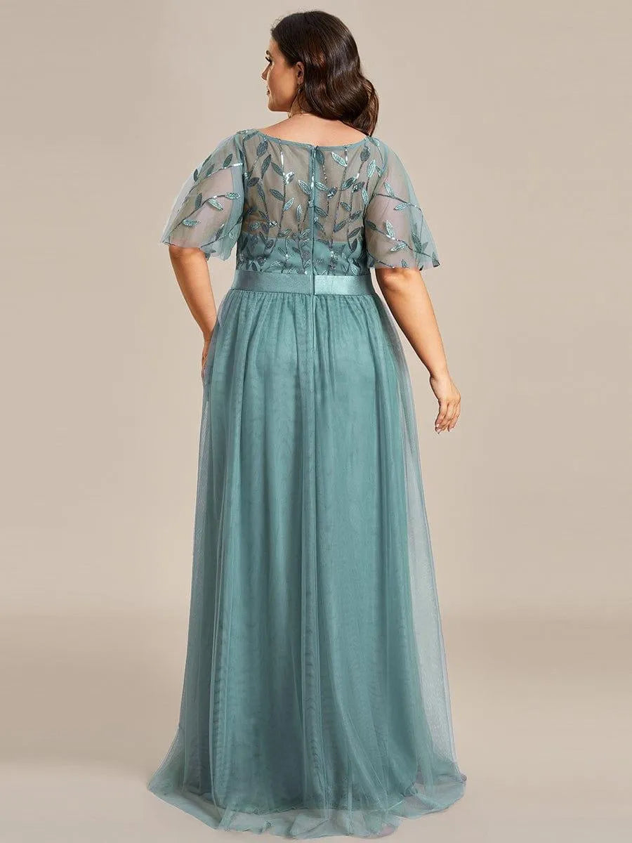 Miss | Jurk Dames Maxi Korte Mouw Pailletten - Tule - Miss Madera MIS-F20E17
