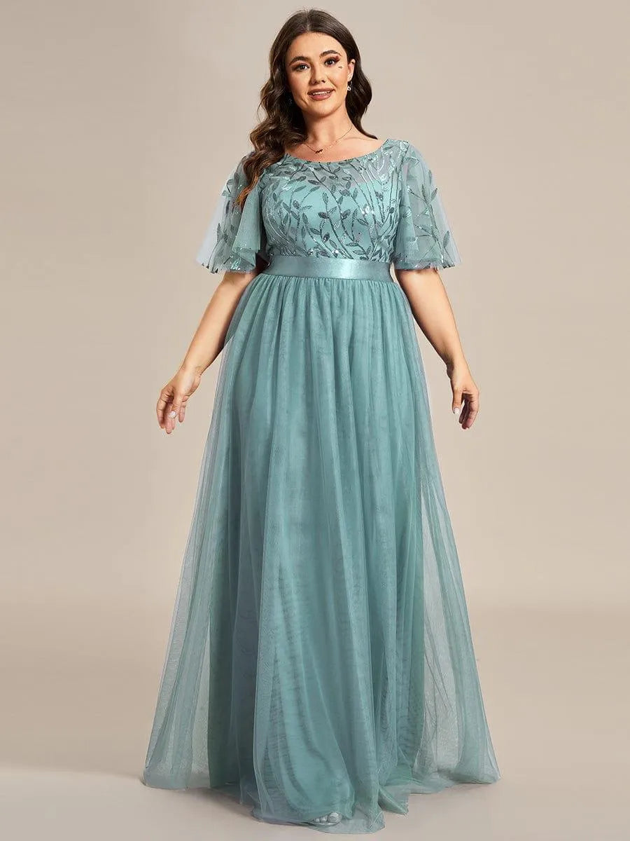 Miss | Jurk Dames Maxi Korte Mouw Pailletten - Tule - Miss Madera MIS-F20E17