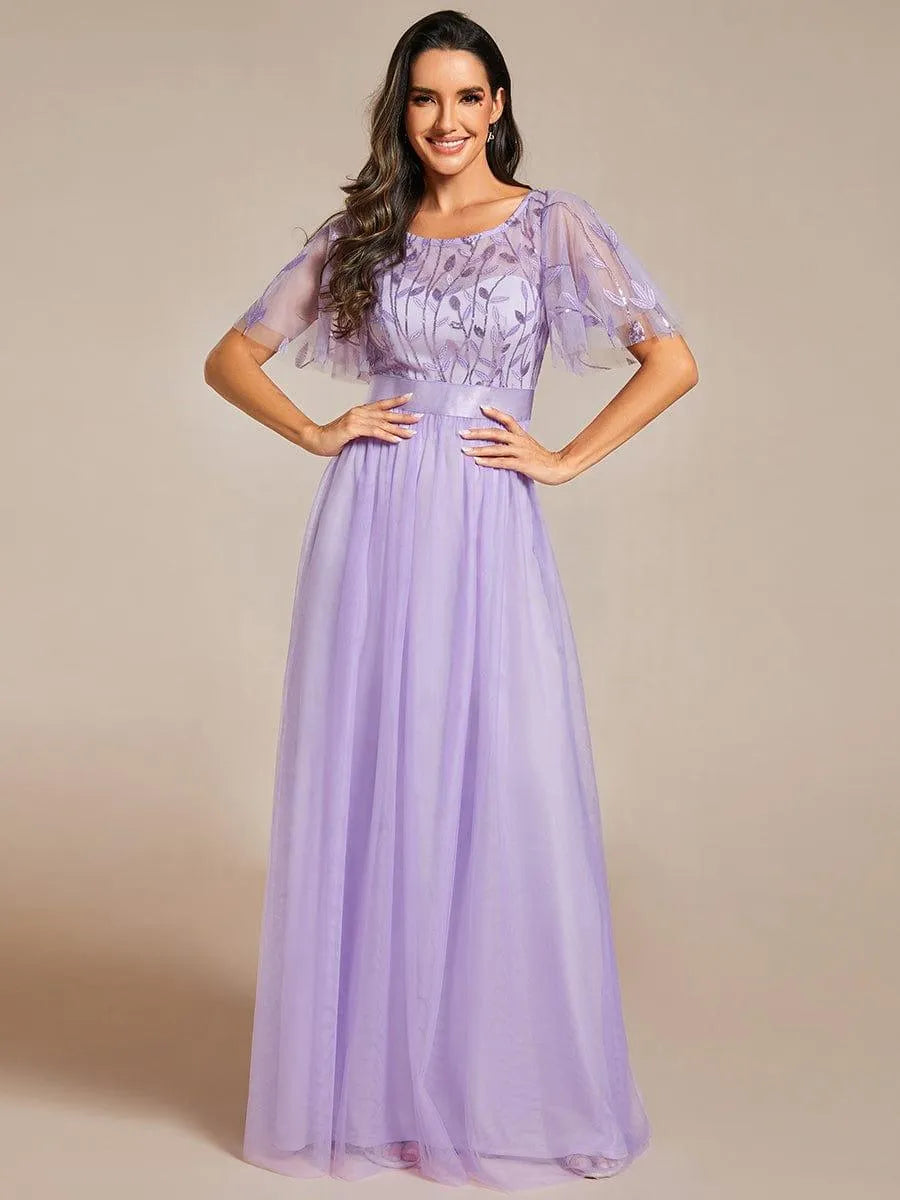 Miss | Jurk Dames Maxi Korte Mouw Pailletten - Tule - Miss Madera MIS-85C4FD