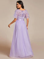 Miss | Jurk Dames Maxi Korte Mouw Pailletten - Tule - Miss Madera MIS-85C4FD