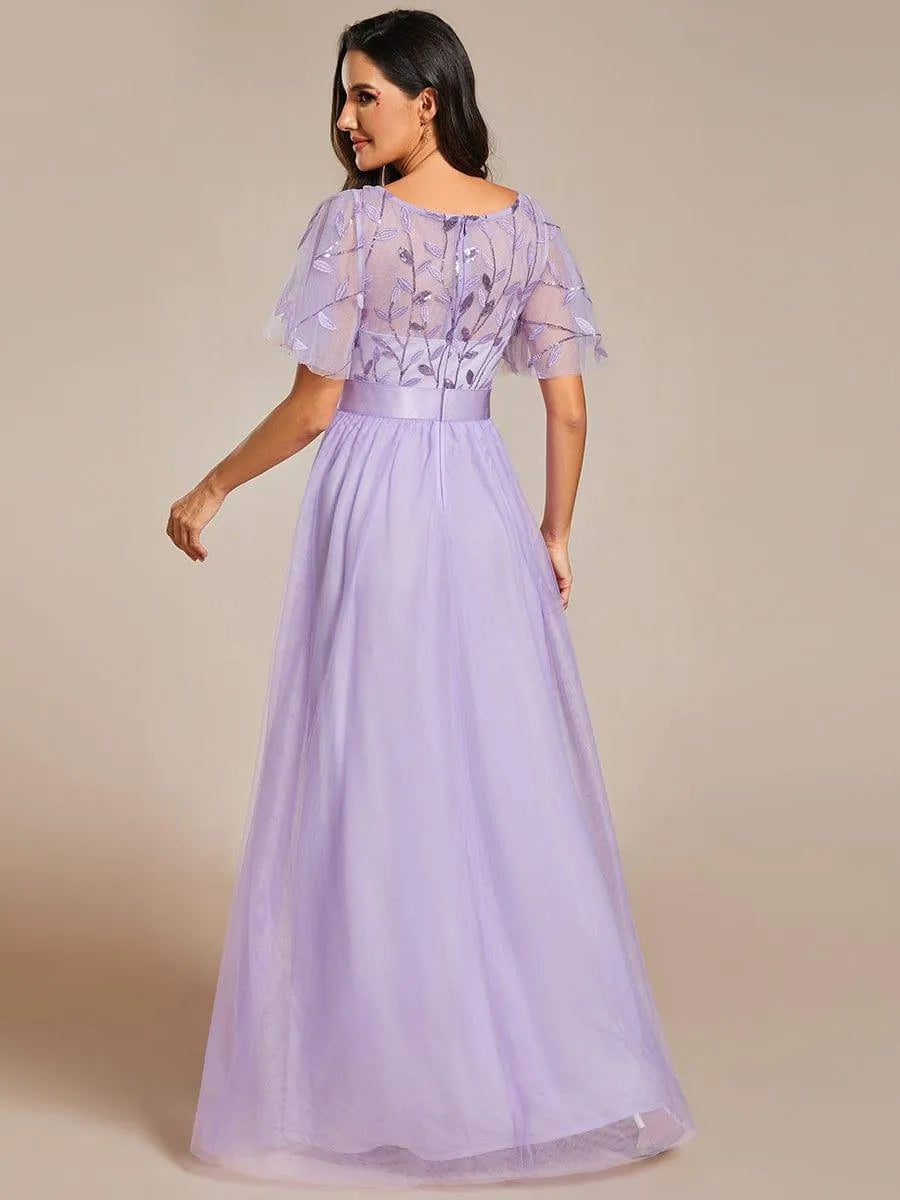 Miss | Jurk Dames Maxi Korte Mouw Pailletten - Tule - Miss Madera MIS-85C4FD