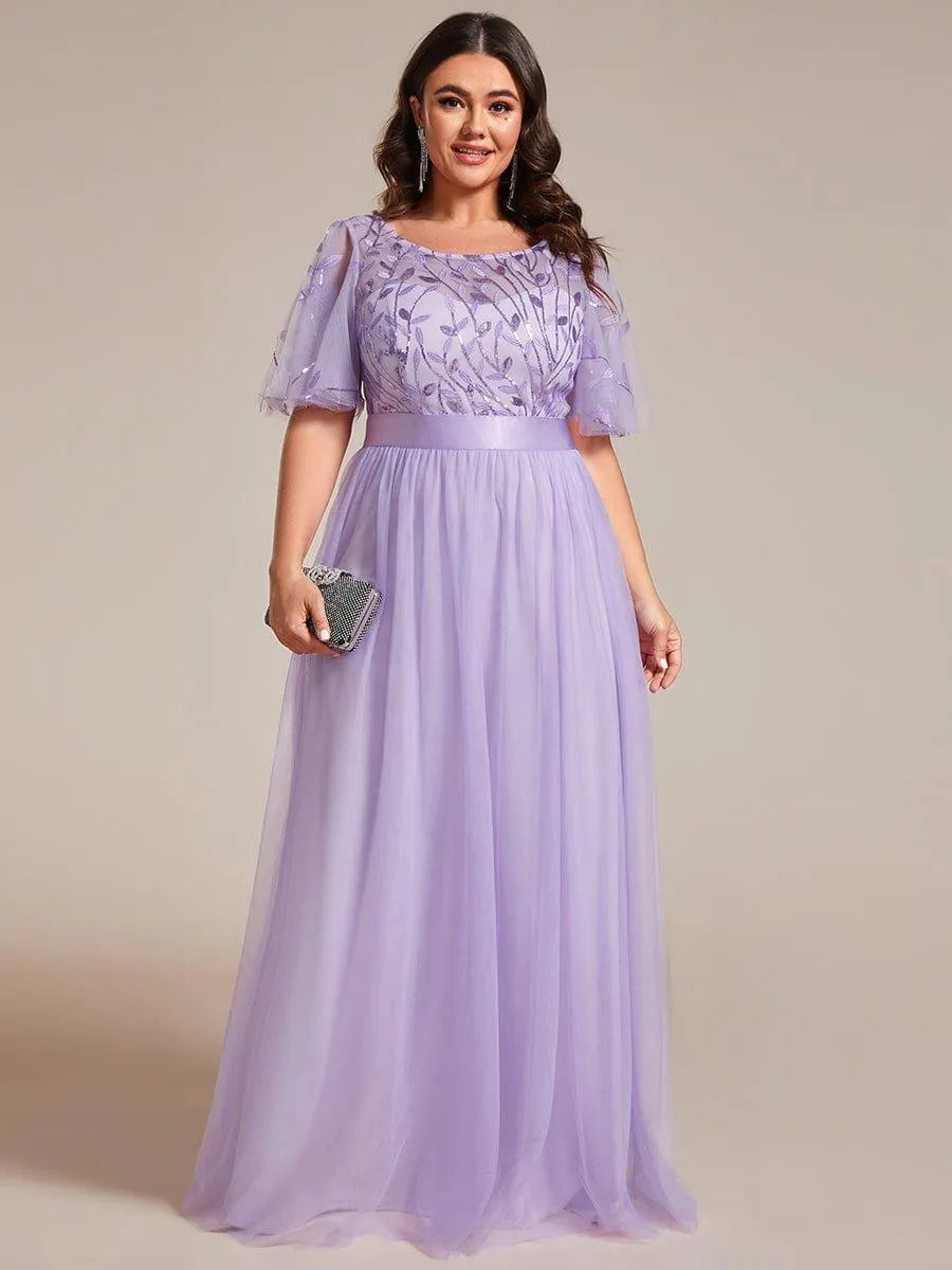 Miss | Jurk Dames Maxi Korte Mouw Pailletten - Tule - Miss Madera MIS-85C4FD