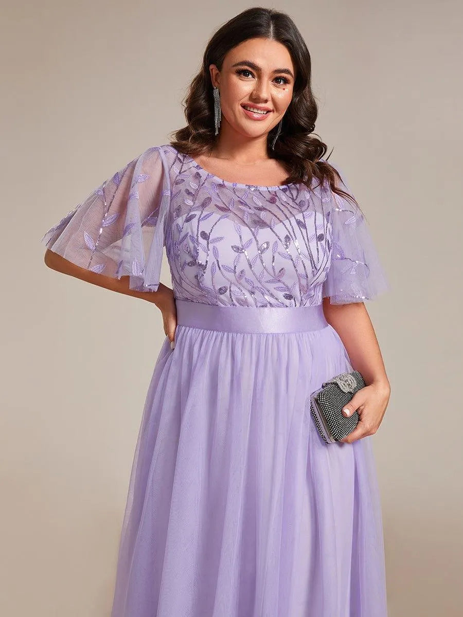 Miss | Jurk Dames Maxi Korte Mouw Pailletten - Tule - Miss Madera MIS-85C4FD