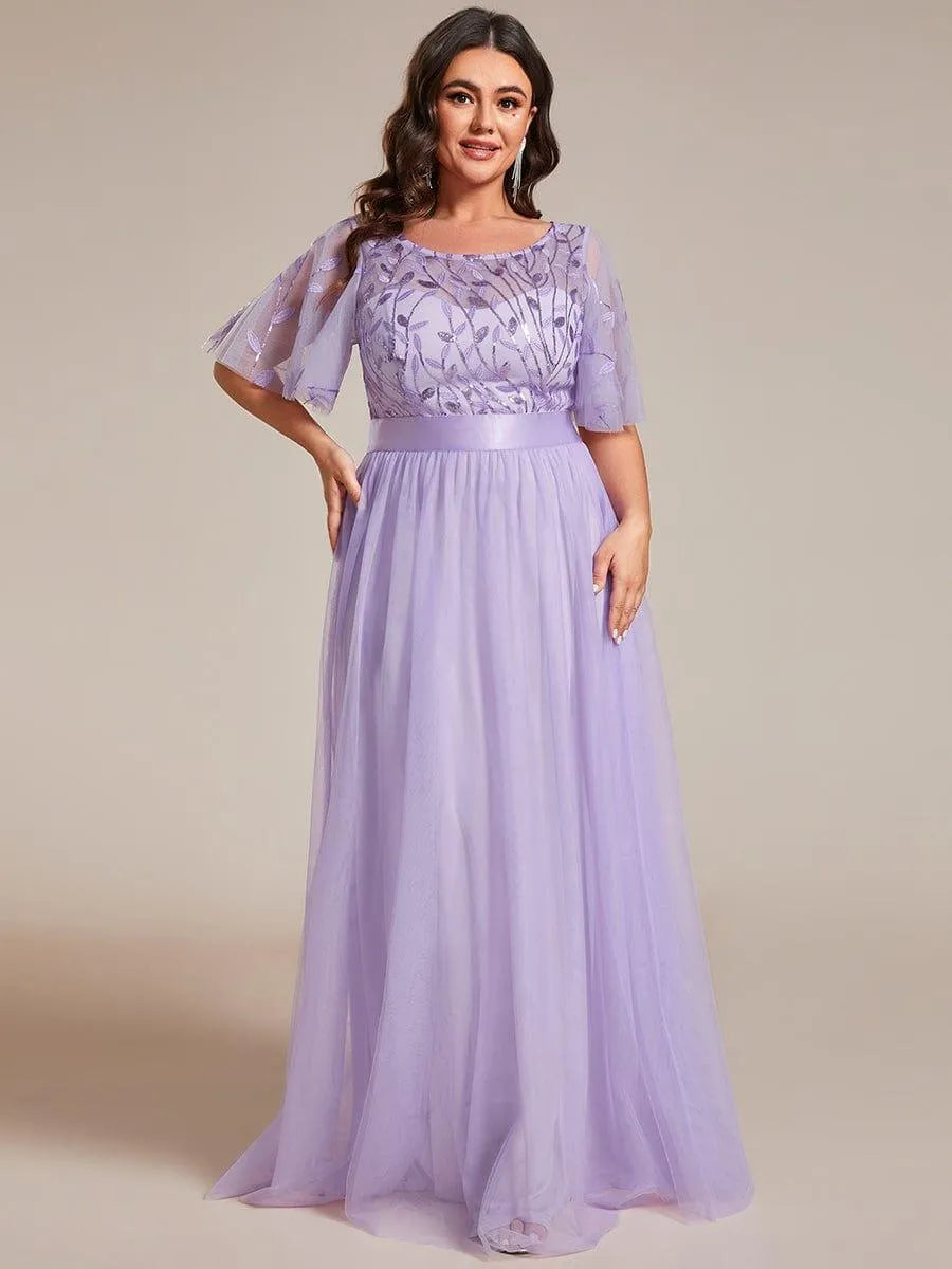 Miss | Jurk Dames Maxi Korte Mouw Pailletten - Tule - Miss Madera MIS-85C4FD