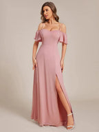 Miss | Jurk Dames Maxi Off-shoulder - Chiffon - Miss Madera MIS-964CD3