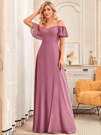 Miss | Jurk Dames Maxi Off-shoulder - Chiffon - Miss Madera MIS-292E53