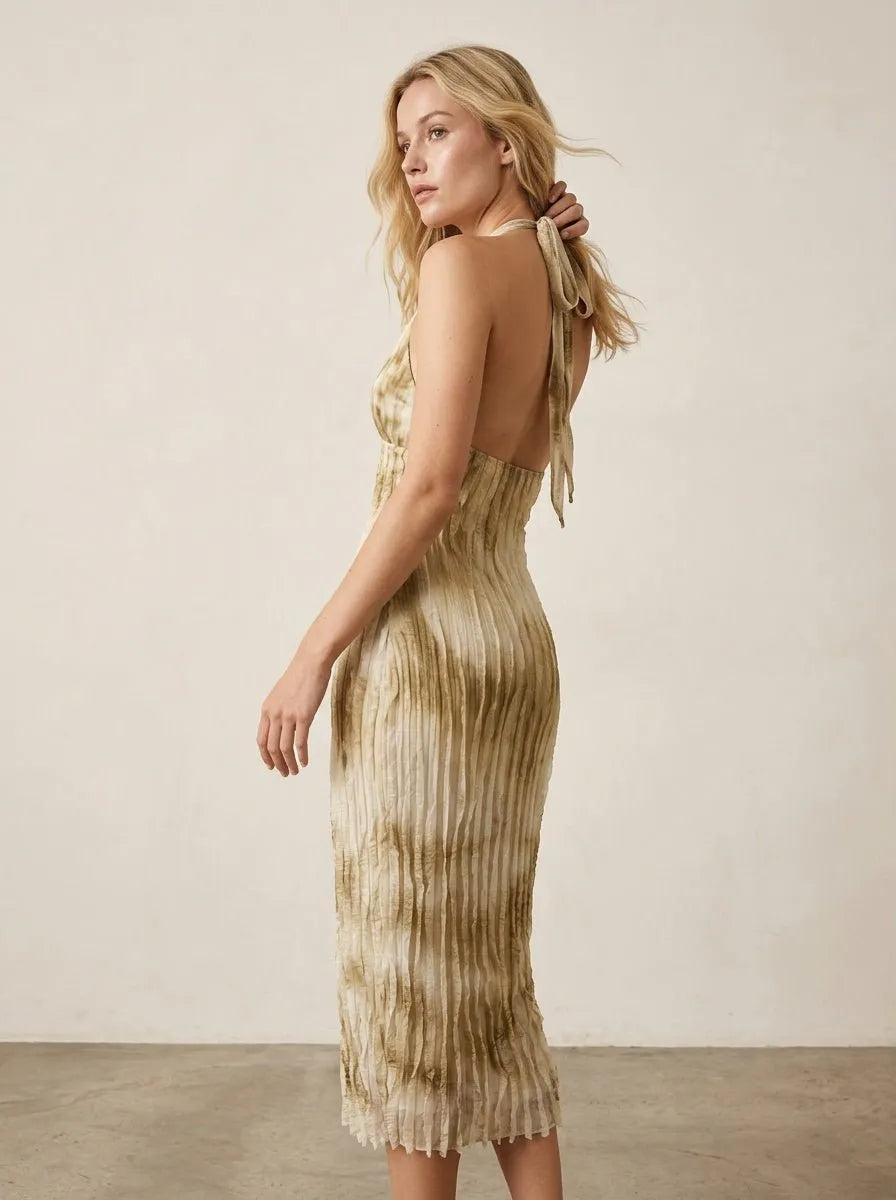 Miss | Jurk Dames Maxi Verticale Ruches - Polyester - Miss Madera MIS-61F3C9