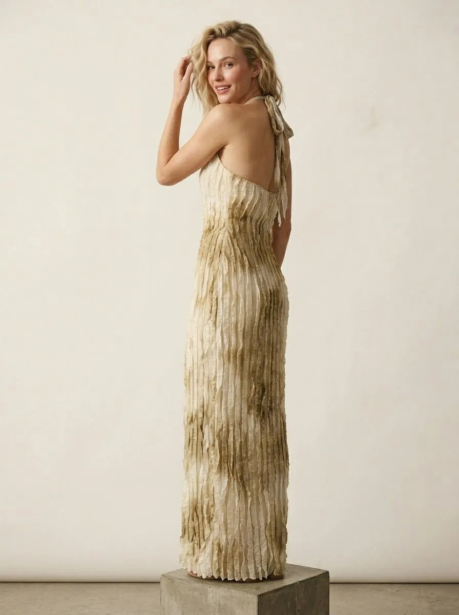 Miss | Jurk Dames Maxi Verticale Ruches - Polyester - Miss Madera MIS-61F3C9