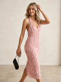 Miss | Jurk Dames Maxi Verticale Ruches - Polyester - Miss Madera MIS-71F790