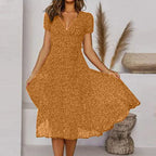Miss | Jurk Dames Midi A-lijn V-hals Print - Polyester - Miss Madera MIS-C353BA