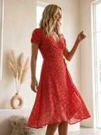 Miss | Jurk Dames Midi A-lijn V-hals Print - Polyester - Miss Madera MIS-AEAD2C