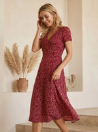 Miss | Jurk Dames Midi A-lijn V-hals Print - Polyester - Miss Madera MIS-AEAD2C